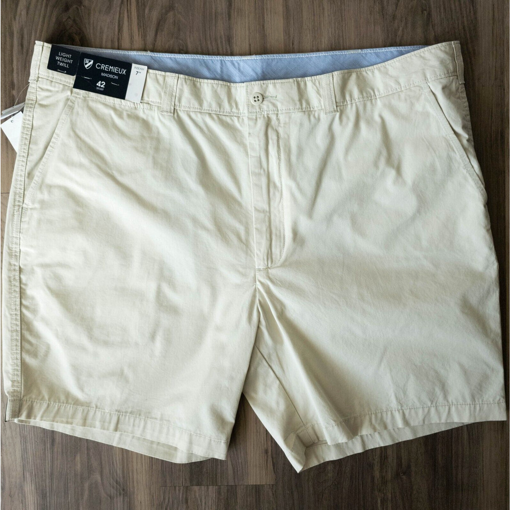 Cremieux Madison Stone Beige Lightweight Twill Chino Shorts Mens SIZE 42